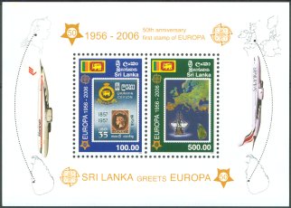 50th Anniversary - First Europa Stamp - Sri Lanka Stamp Mini Sheets