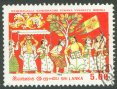 Vesak. Wall paintings from Samudragiri Temple, Mirissa  The offering of milk rice - Sri Lanka Used Stamps