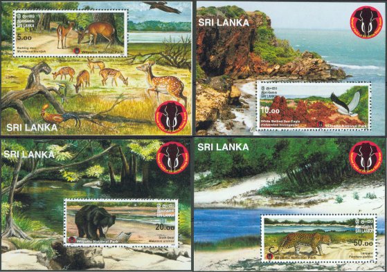 Wilpattu National Park (set of 4 ms) - Sri Lanka Stamp Mini Sheets